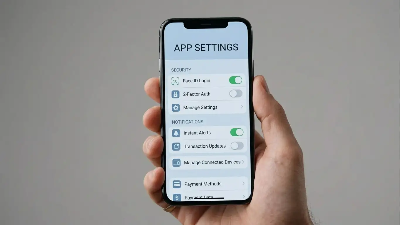 Mobile banking app screen showing gambling block toggle in card controls settings