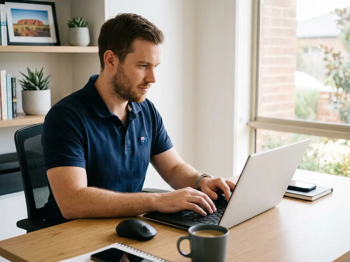 Australian player reviewing Neteller casino withdrawal speeds on laptop