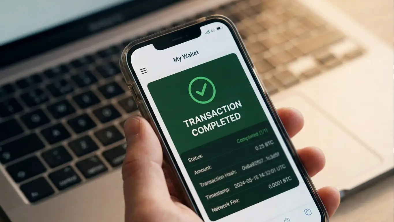Cryptocurrency wallet transaction showing instant casino withdrawal processing
