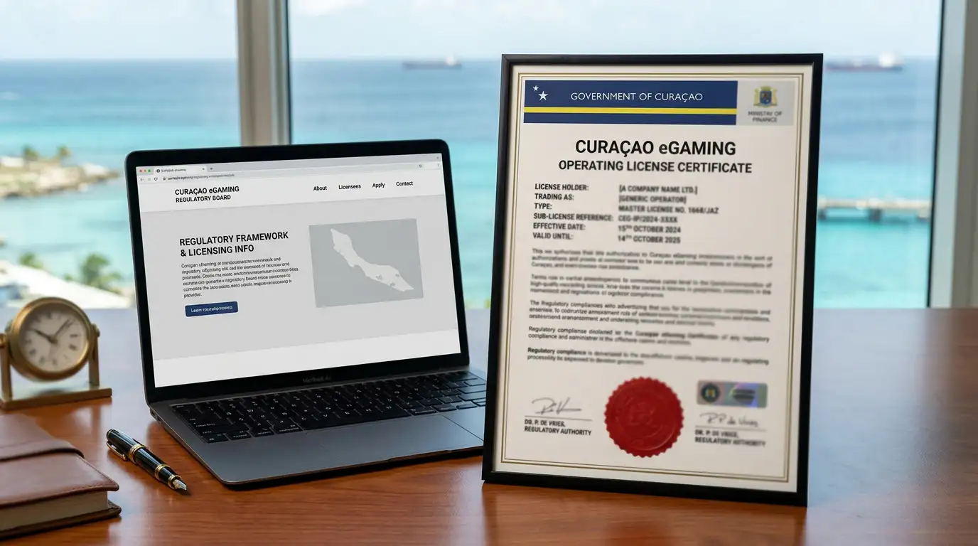 Offshore casino licence certificate with Curaçao eGaming stamp