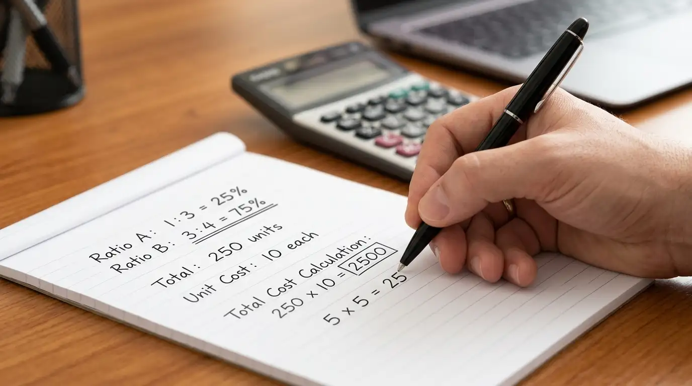 Calculator and notepad showing withdrawal minimum versus deposit ratio