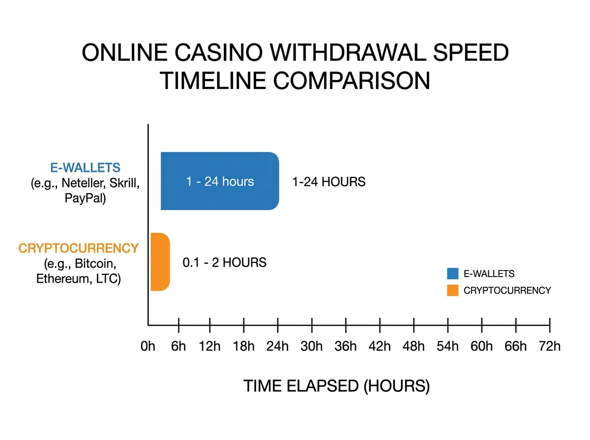 Comparison chart showing e-wallet versus crypto withdrawal speeds at Australian casinos