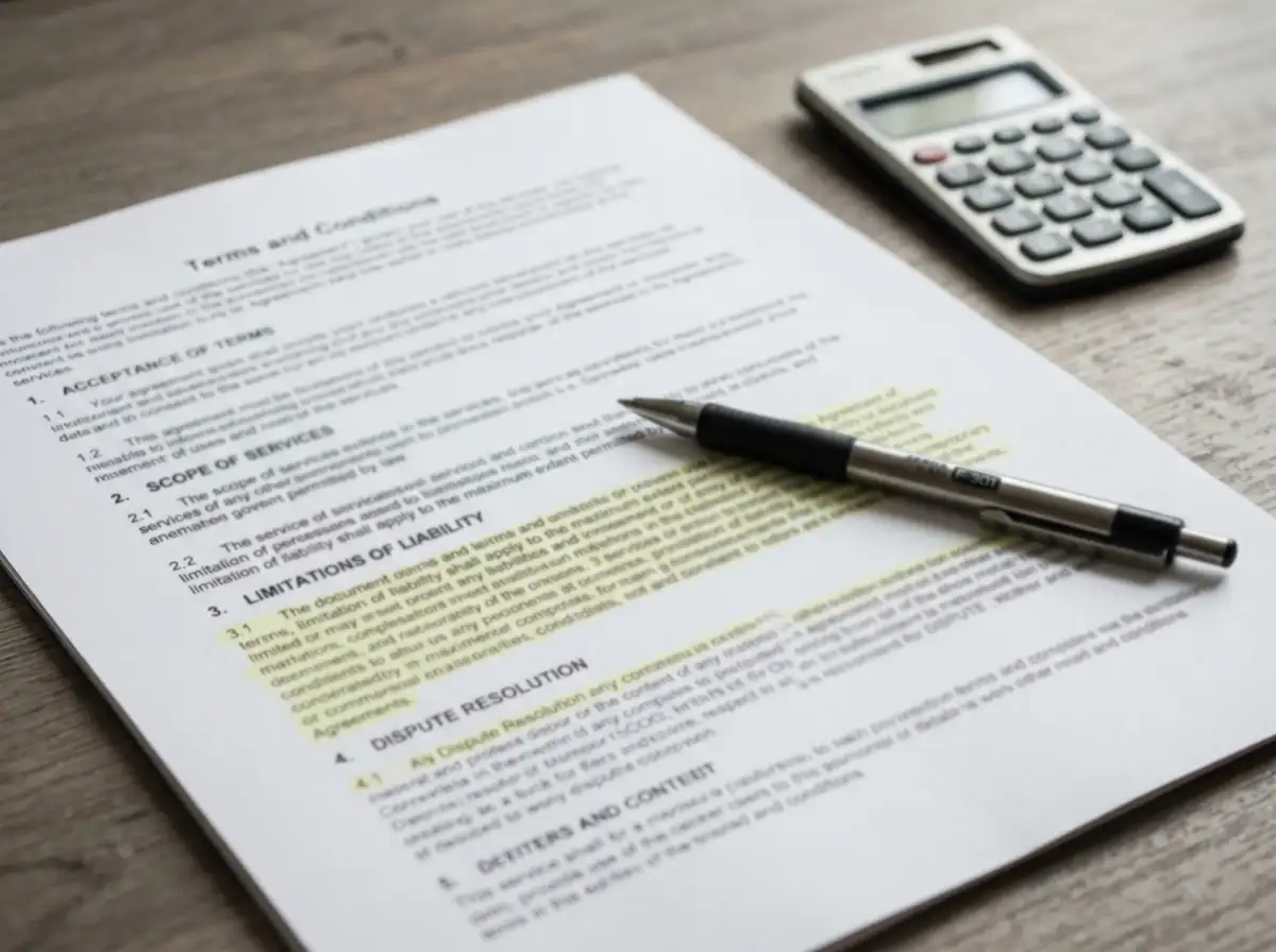 Casino bonus terms document with calculator and fine print