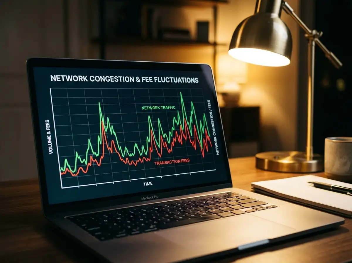 Network congestion chart showing gas fee fluctuations
