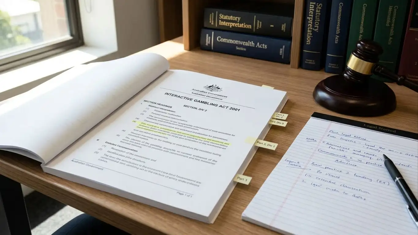 Australian regulatory document showing Interactive Gambling Act 2001 prohibition on offshore casino operators