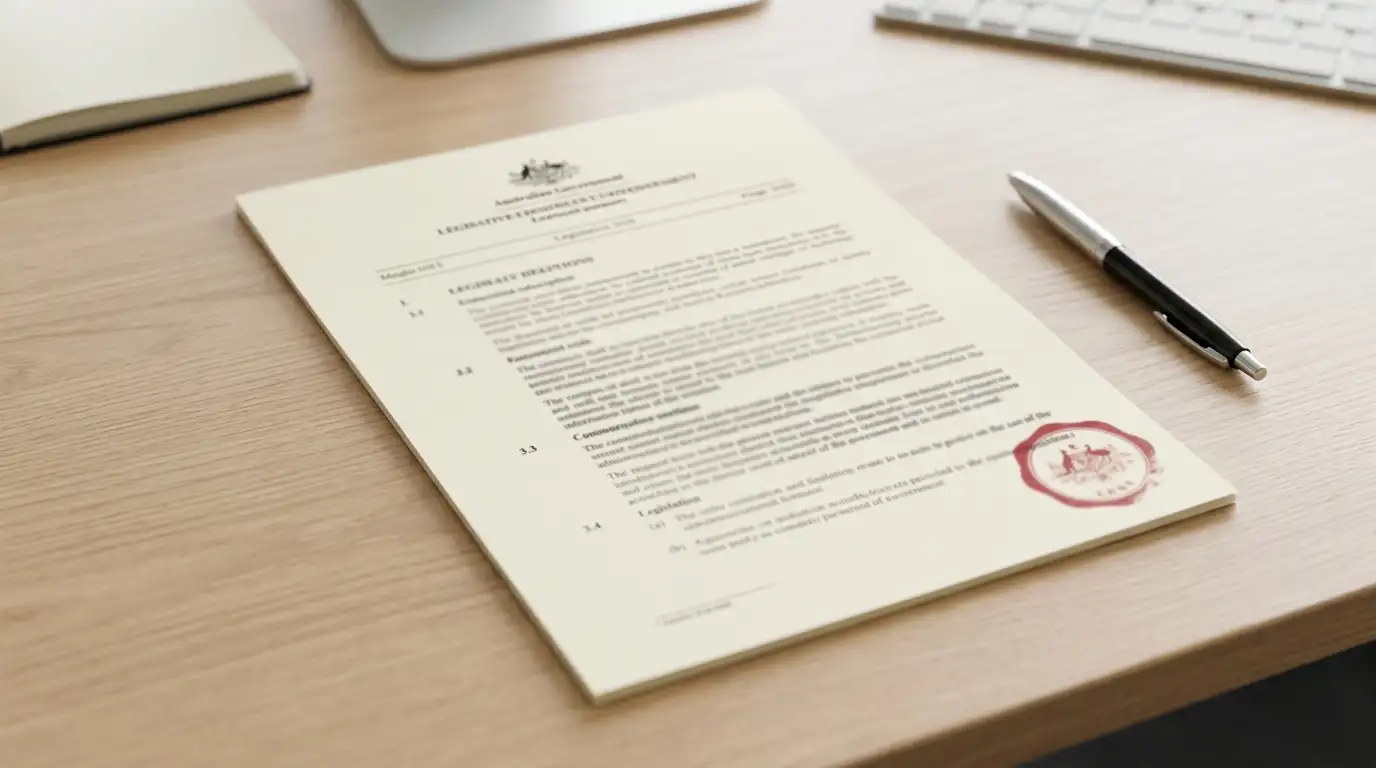 Official government document showing Interactive Gambling Act text with Australian legal seal