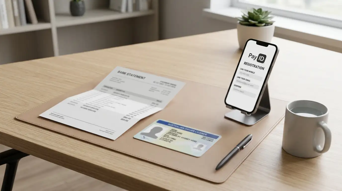 Australian identification documents and bank statement on desk for casino KYC verification