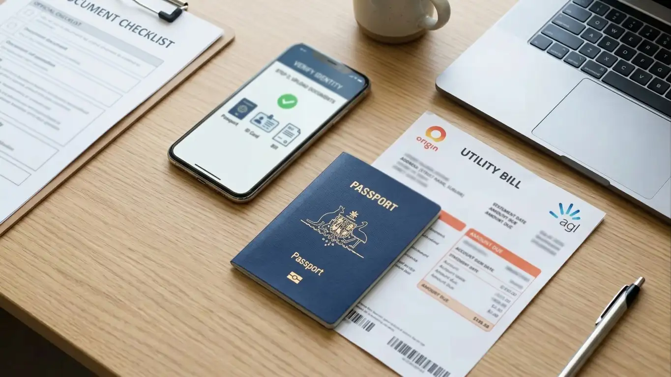 KYC verification documents including passport and utility bill for casino identity check