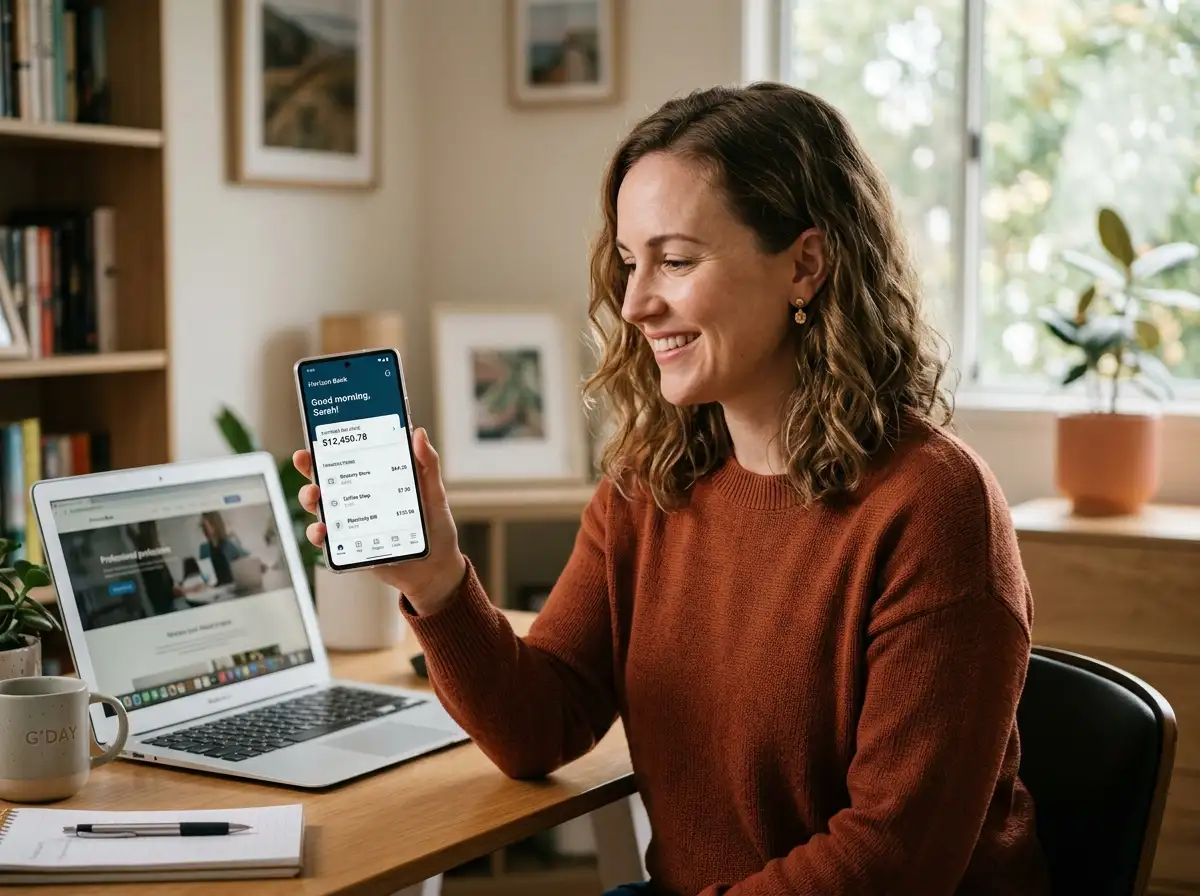 Australian player using mobile banking app for instant PayID pokies deposit