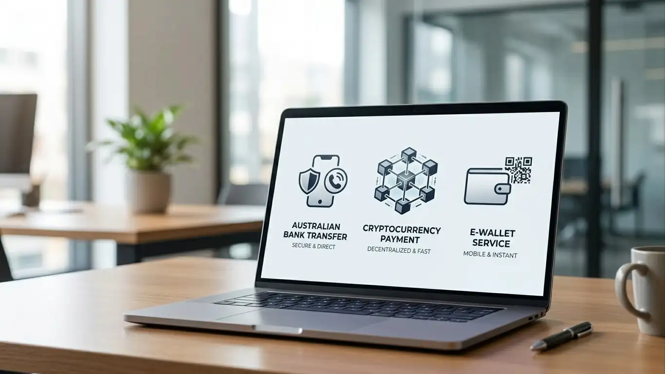 Payment method comparison showing PayID cryptocurrency and eWallet options
