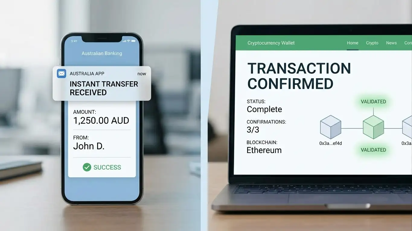 PayID and cryptocurrency withdrawal speed comparison on digital devices