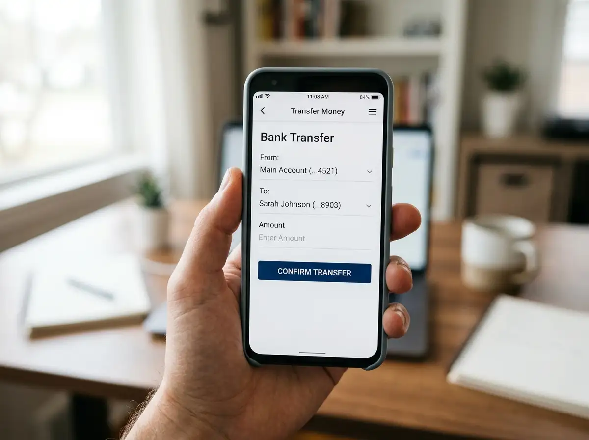 Clean mobile interface showing PayID transfer process from banking app to casino cashier