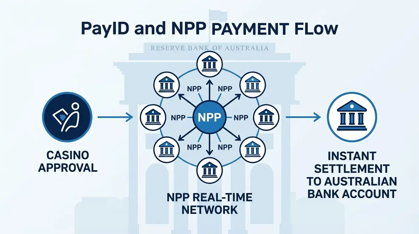 PayID and NPP infrastructure diagram showing real-time settlement