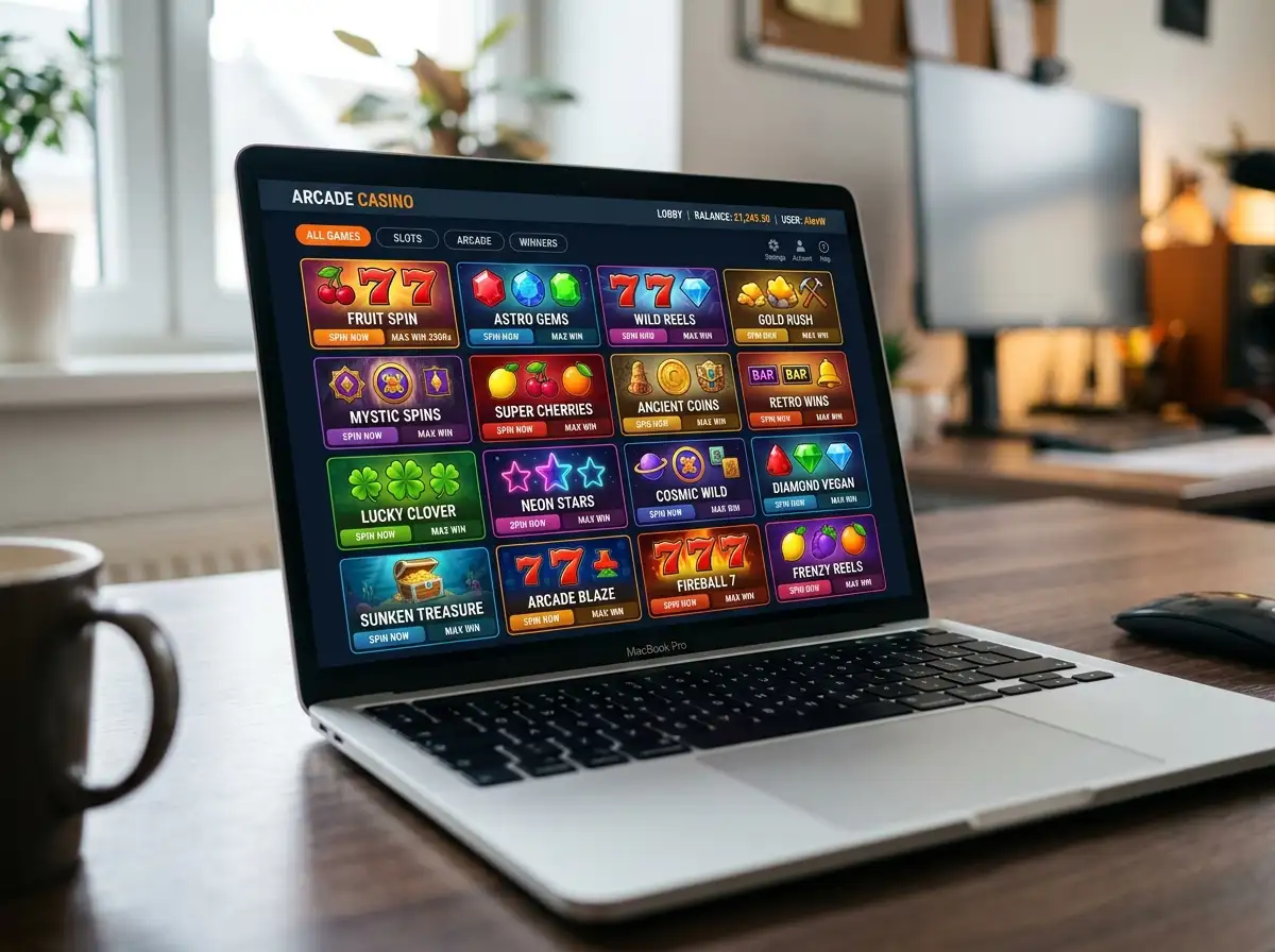Grid display of diverse pokies titles from multiple game providers
