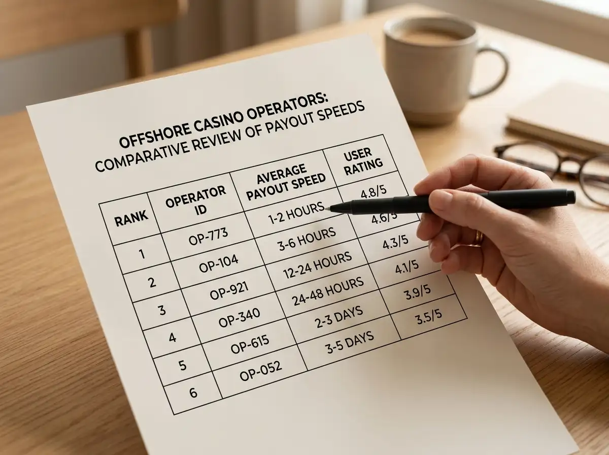 Comparison table showing PayID pokies sites ranked by withdrawal speed