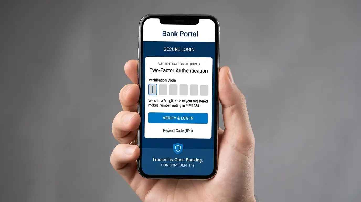 Open banking interface showing secure bank authentication process