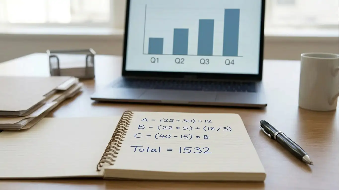 Calculator and notepad showing wagering requirement calculation for casino bonus
